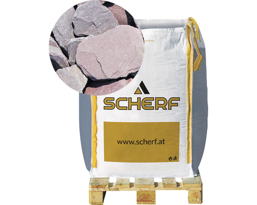 Schieferplättchen 30-60 mm 1000 kg Bigbag Provence Big Bag mit Bruchsteinen auf einer Palette, Marke Scherf