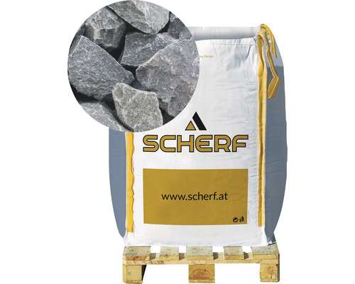 Basaltbruch 25-50 mm 1000 kg Bigbag schwarz Big Bag mit Zierkies auf Holzpalette