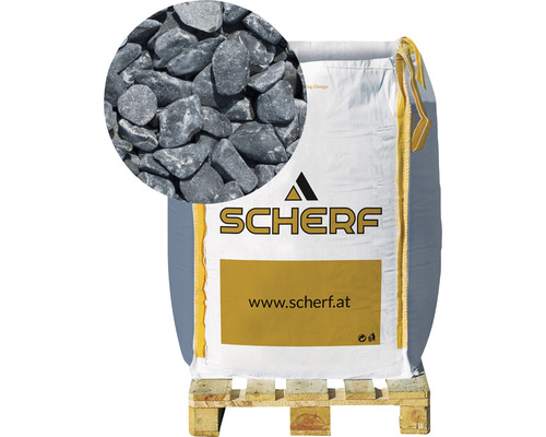 Marmorkies 7-15 mm 1000 kg Bigbag Ebano-Schwarz Big Bag Zierkies mit Schärf Logo auf Palette