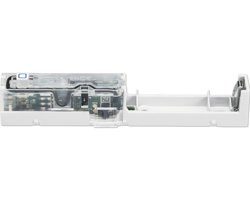 Offenes Gehäuse eines Fensterkontakts mit Elektronik