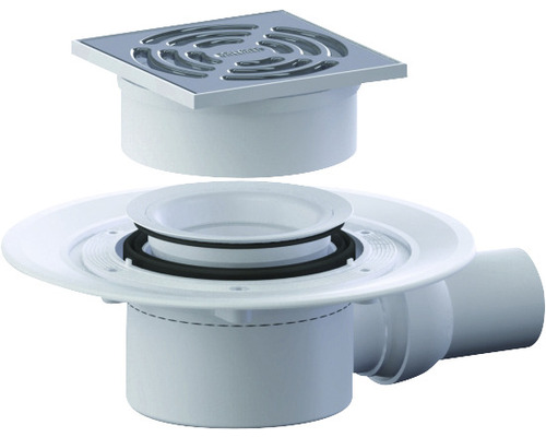 Ablauf swissporBOARD Punto waagerecht DN 50 100x100 mm Duschablauf mit Edelstahlrost