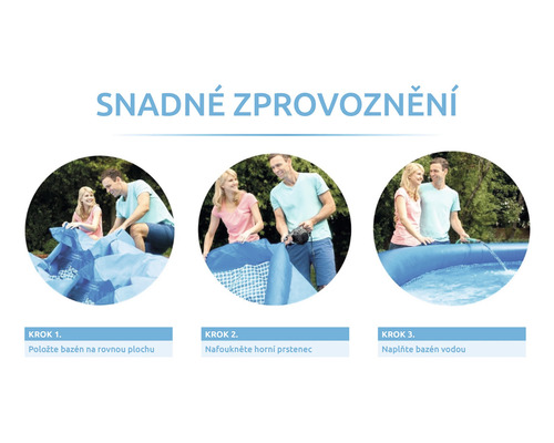 Anleitung zum Aufbau eines Pools in drei Schritten.