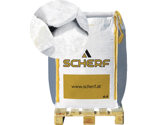 Marmorbruch 50-100 mm 1000 kg Bigbag Wolken-Weiß Sack mit Zierkies auf einer Palette