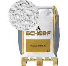 Sack mit weißen Zierkieseln auf einer Palette, Marke Scherrf