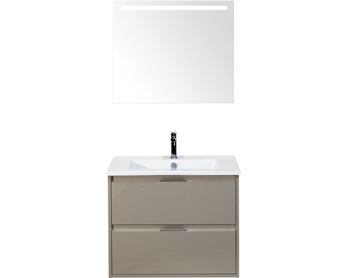 Badmöbel-Set Sanox Porto Keramik 170x71x51 cm Keramikwaschbecken cubanit grey mit LED-Beleuchtung