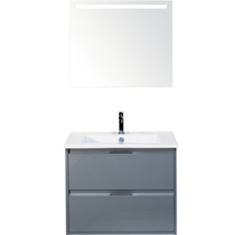 Waschtisch mit Waschbecken, Unterschrank und Spiegel mit Beleuchtung