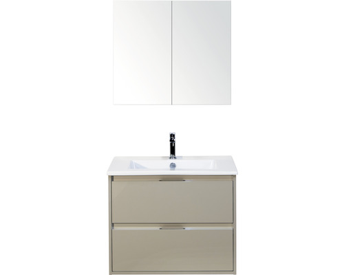 Badmöbel-Set Sanox Porto Keramik 170x71x51 cm Keramikwaschbecken kieselgrau mit Spiegelschrank Badmöbel-Set Sanox Porto Keramik 170x71x51 cm Keramikwaschbecken kieselgrau mit Spiegelschrank