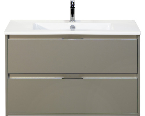 Waschbeckenunterschrank Sanox Porto Keramik 57x91x51 cm mit Keramikwaschbecken cubanit grey