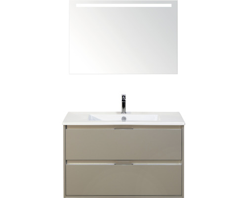 Badmöbel-Set Sanox Porto Keramik 170x91x51 cm Keramikwaschbecken kieselgrau mit LED-Beleuchtung Badmöbel-Set Sanox Porto Keramik 170x91x51 cm Keramikwaschbecken kieselgrau mit LED-Beleuchtung