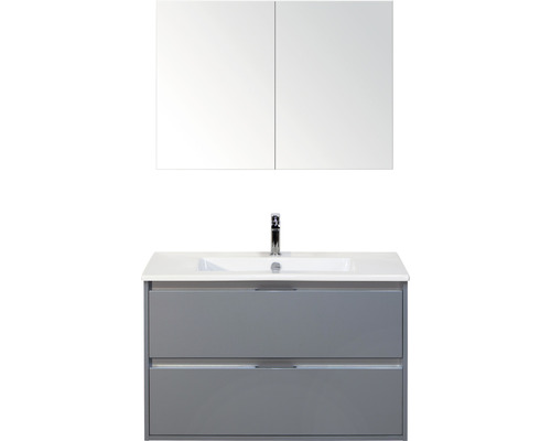 Badmöbel-Set Sanox Porto Keramik 170x91x51 cm Keramikwaschbecken eisgrün mit Spiegelschrank Badmöbel-Set Sanox Porto Keramik 170x91x51 cm Keramikwaschbecken eisgrün mit Spiegelschrank
