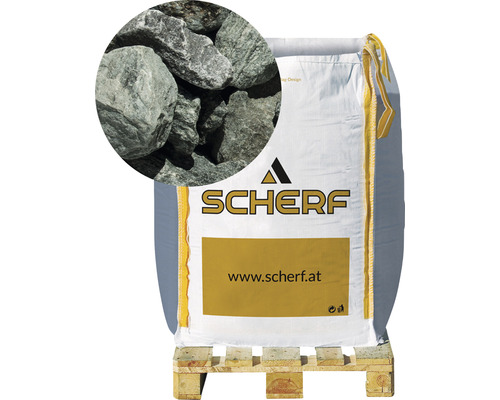 Grünschieferbruch 25-50 mm 1000 kg Bigbag Glitzer-Grün Scherf Gabionensteine im Big Bag auf einer Palette
