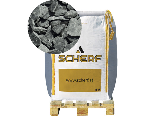 Schieferplättchen 20-40 mm 1000 kg Bigbag Graphit-schwarz Scherf Big Bag mit Zierschiefer auf einer Palette