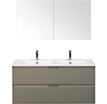 Waschtischkombination mit zwei Waschbecken, Unterschrank mit zwei Schubladen und Spiegelschrank