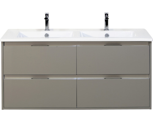 Waschbeckenunterschrank Sanox Porto Keramik 57x121x51 cm mit Doppel-Keramikwaschbecken 4 Schubladen cubanit grey