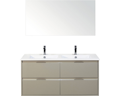 Badmöbel-Set Sanox Porto Keramik 170x121x51 cm Doppel-Keramikwaschbecken 4 Schubladen kieselgrau mit Spiegel Badmöbel-Set Sanox Porto Keramik 170x121x51 cm Doppel-Keramikwaschbecken 4 Schubladen kieselgrau mit Spiegel