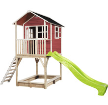 Spielhaus mit Rutsche und Sandkasten aus Holz