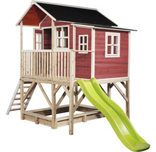 Spielhaus mit Rutsche und Sandkasten aus Holz