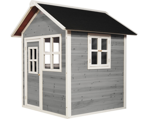 Spielhaus aus Holz mit Tür und Fenstern