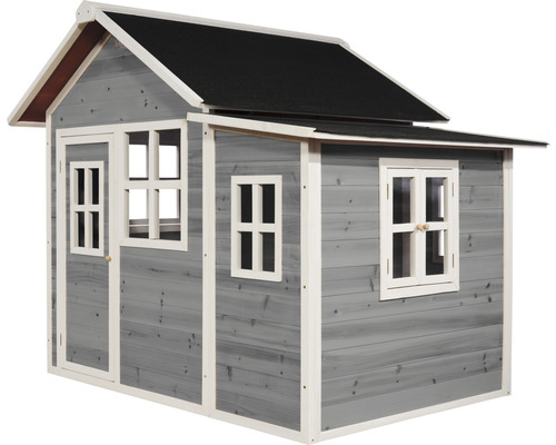 Spielhaus aus Holz mit Tür und Fenstern