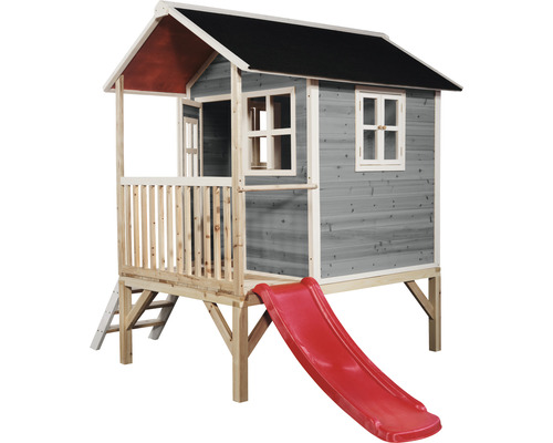 Spielhaus aus Holz mit Rutsche und Leiter für den Garten