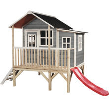 Spielhaus aus Holz mit Rutsche und Leiter