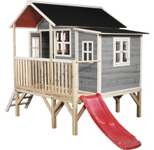 Holzspielhaus mit Rutsche und Leiter für den Garten