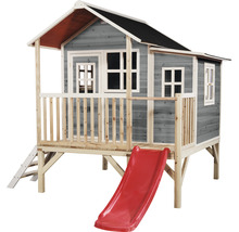 Spielhaus aus Holz mit Rutsche und Leiter für den Garten