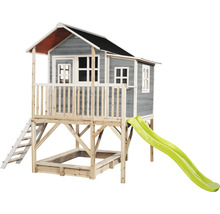 Spielhaus mit Rutsche und Sandkasten aus Holz