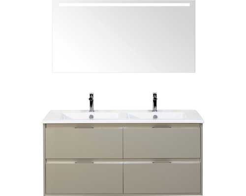 Badmöbel-Set Sanox Porto Keramik 170x121x51 cm Doppel-Keramikwaschbecken 4 Schubladen kieselgrau mit LED-Beleuchtung Badmöbel-Set Sanox Porto Keramik 170x121x51 cm Doppel-Keramikwaschbecken 4 Schubladen kieselgrau mit LED-Beleuchtung