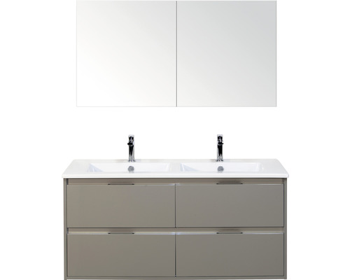 Badmöbel-Set Sanox Porto Keramik 170x121x51 cm Doppel-Keramikwaschbecken 4 Schubladen cubanit grey mit Spiegelschrank Badmöbel-Set Sanox Porto Keramik 170x121x51 cm Doppel-Keramikwaschbecken 4 Schubladen cubanit grey mit Spiegelschrank