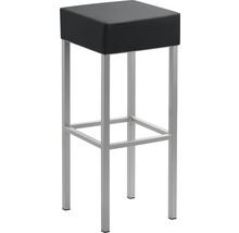 Quadratischer Barhocker mit Metallgestell und Sitz aus Kunstleder