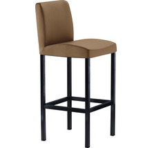 Barhocker mit gepolsterter Sitzfläche und Rückenlehne sowie Metallgestell