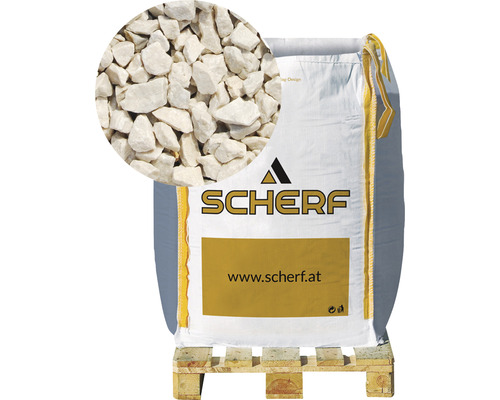 Marmorsplitt 8-12 mm 1000 kg Bigbag Chateau-Beige Scherf Logo, Big Bag mit Zierkies auf Palette