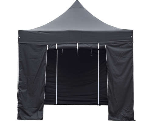 Schwarzes Faltzelt mit Seitenteilen