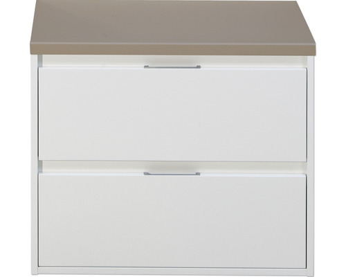 Waschbeckenunterschrank Sanox Porto 58,6x70,2x50 cm mit Waschtischplatte weiß hochglanz/cubit grey