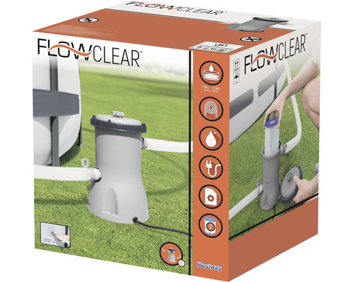 Verpackung einer Flowclear Filterpumpe für Pools