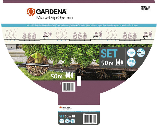Gardena Micro-Drip-System Set zur Bewässerung von Hecken und Sträuchern, 50 Meter