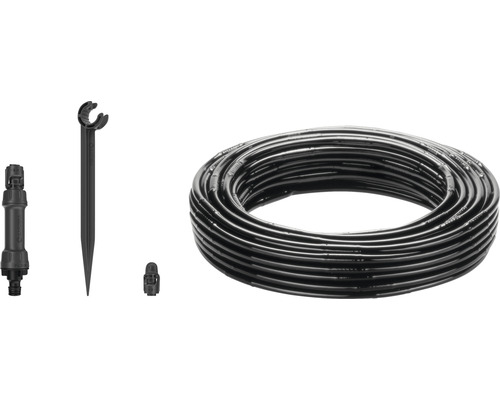 Gartenschlauch, Haltepfosten, Verbindungsstück und Endstopfen für Bewässerungssystem