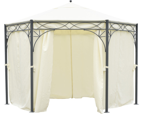 Pavillon mit Metallrahmen und Stoffvorhängen