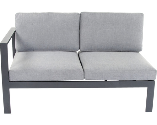 Gartensofa mit Aluminiumrahmen und grauen Polsterkissen