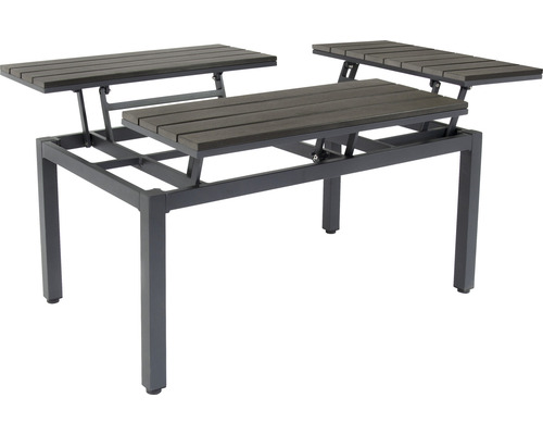 Höhenverstellbarer Gartentisch mit Holzplatten