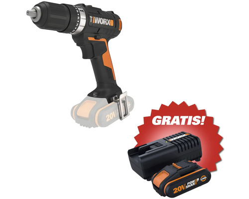 Worx Akku-Bohrschrauber 20 Volt inklusive zweitem Akku 2,0 Amperestunden und Ladegerät
