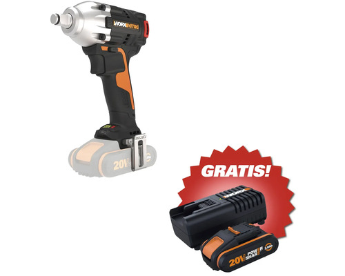 Worx Nitro Akku-Schlagschrauber 20 Volt inklusive Gratis-Ladegerät und 2,0 Amperestunden Akku.