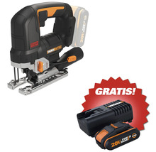 Worx Nitro Akku-Stichsäge mit bürstenlosem Motor, inklusive gratis 20 Volt Akku und Ladegerät.