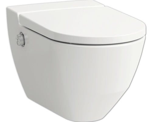 Dusch-WC Komplettanlage Laufen Cleanet Navia H8206017570001 spülrandlos Abgang waagrecht weiß matt mit Beschichtung mit WC-Sitz
