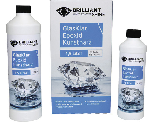 BrilliantShine GlasKlar Epoxid Kunstharz Gießharz 1,5 l Brilliant GlasKlar Epoxid Kunstharz 1,5 Liter Gebinde