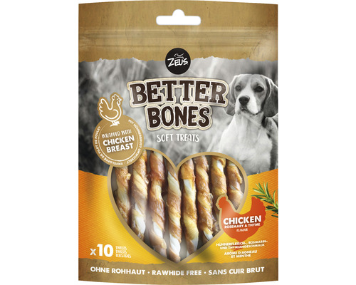 Hundesnack Zeus BetterBones Twist Hühnchen mit Thymian 10 cm 10 Stück 114 g Kauartikel Zeus Better Bones Soft Treats mit Hühnchen für Hunde, 10 Stück