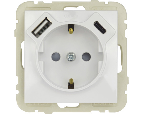 Steckdose mit USB- und USB-C-Anschluss
