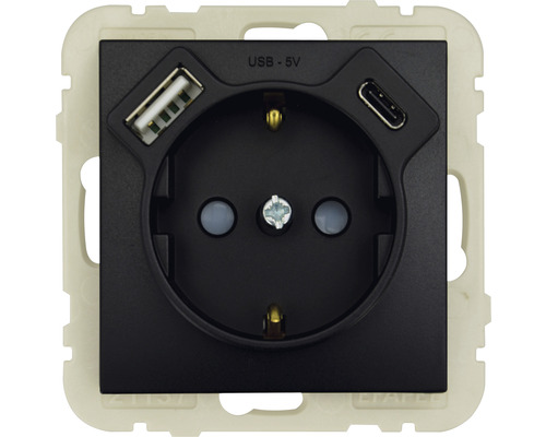 Steckdose mit USB A und USB C Anschluss
