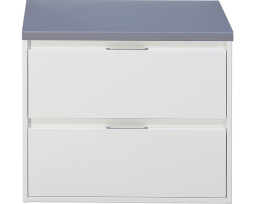 Waschbeckenunterschrank Sanox Porto 58,6x70,2x50 cm mit Waschtischplatte weiß hochglanz/eisgrau